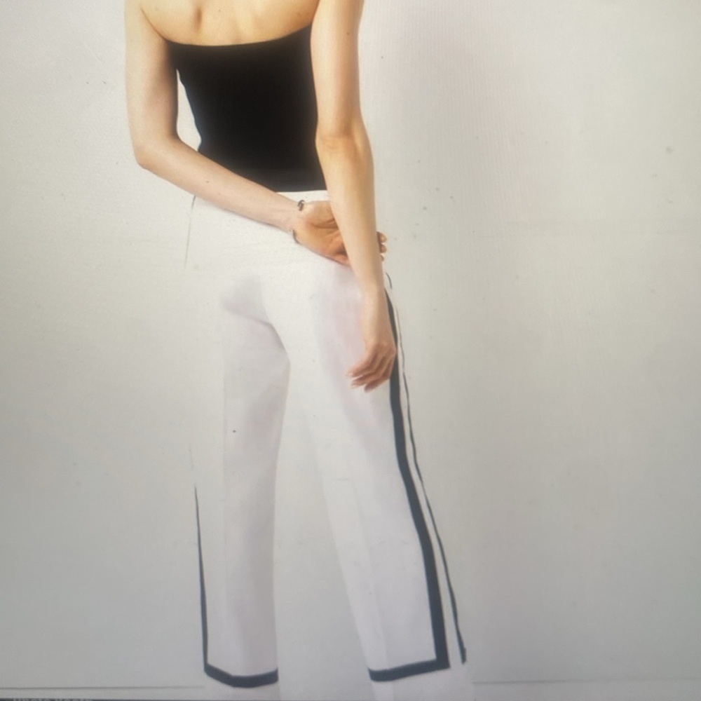 Black and White Women's Colorblocked Trousers - Picture 2 of 5